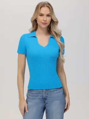 Penelope: V-Neck Polo Pullover