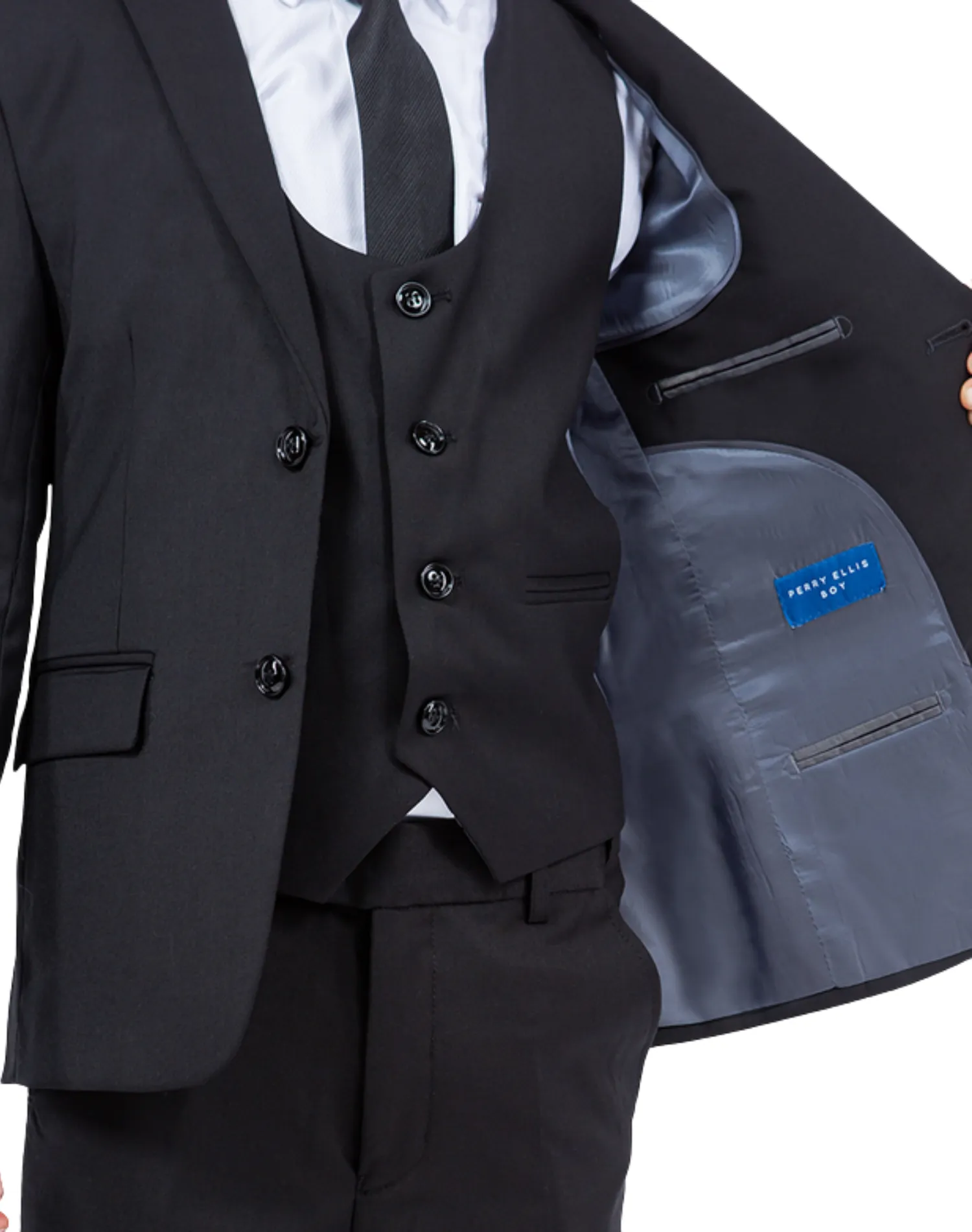 Perry Ellis Portfolio Solid 5 Piece Boy's Suit - Black