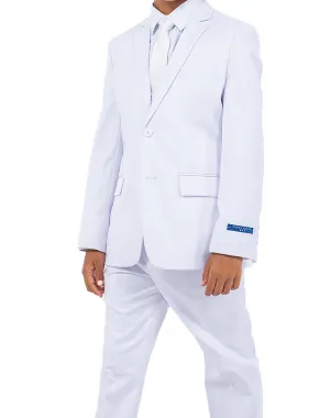 Perry Ellis Portfolio Solid 5 Piece Boy's Suit - White