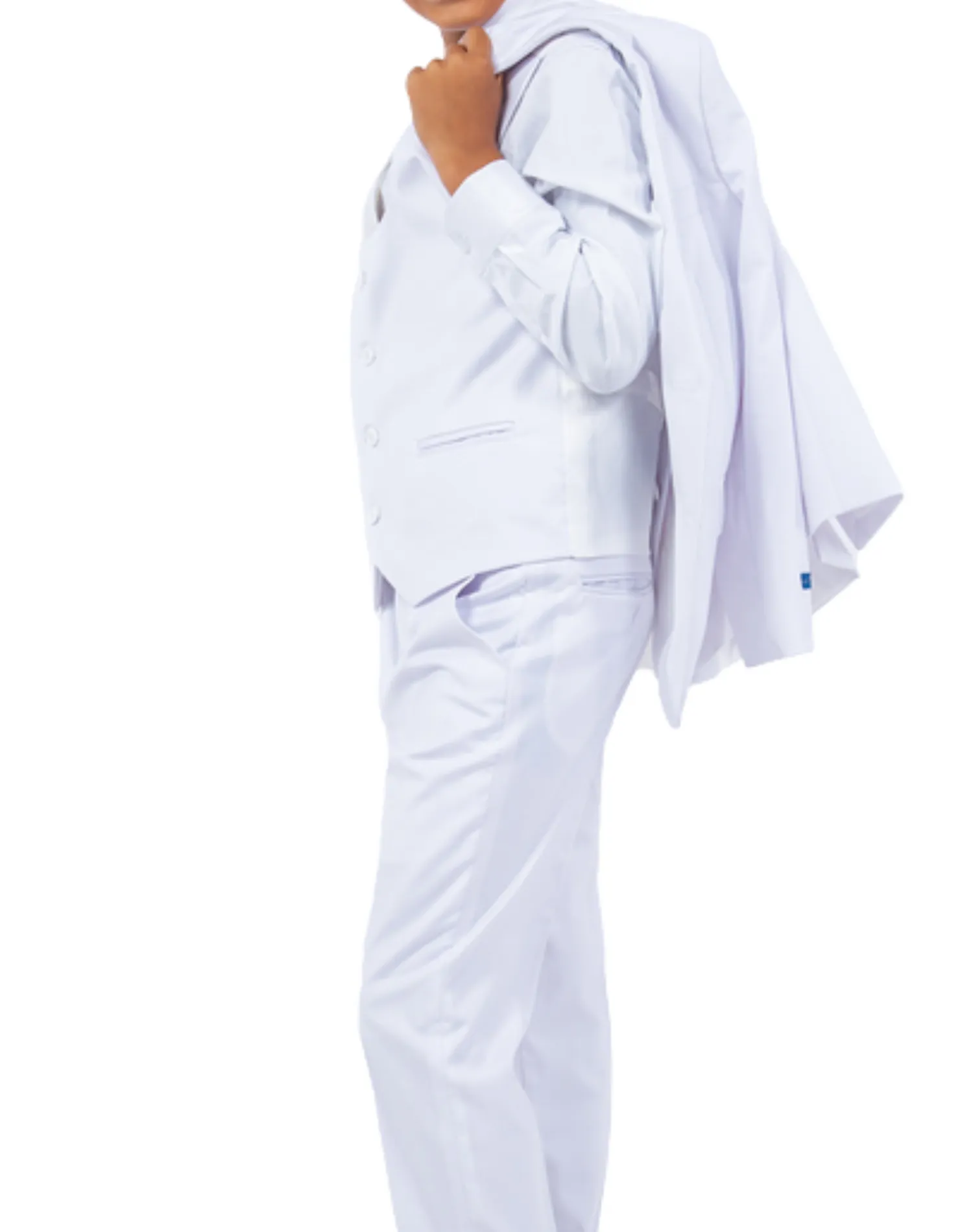Perry Ellis Portfolio Solid 5 Piece Boy's Suit - White