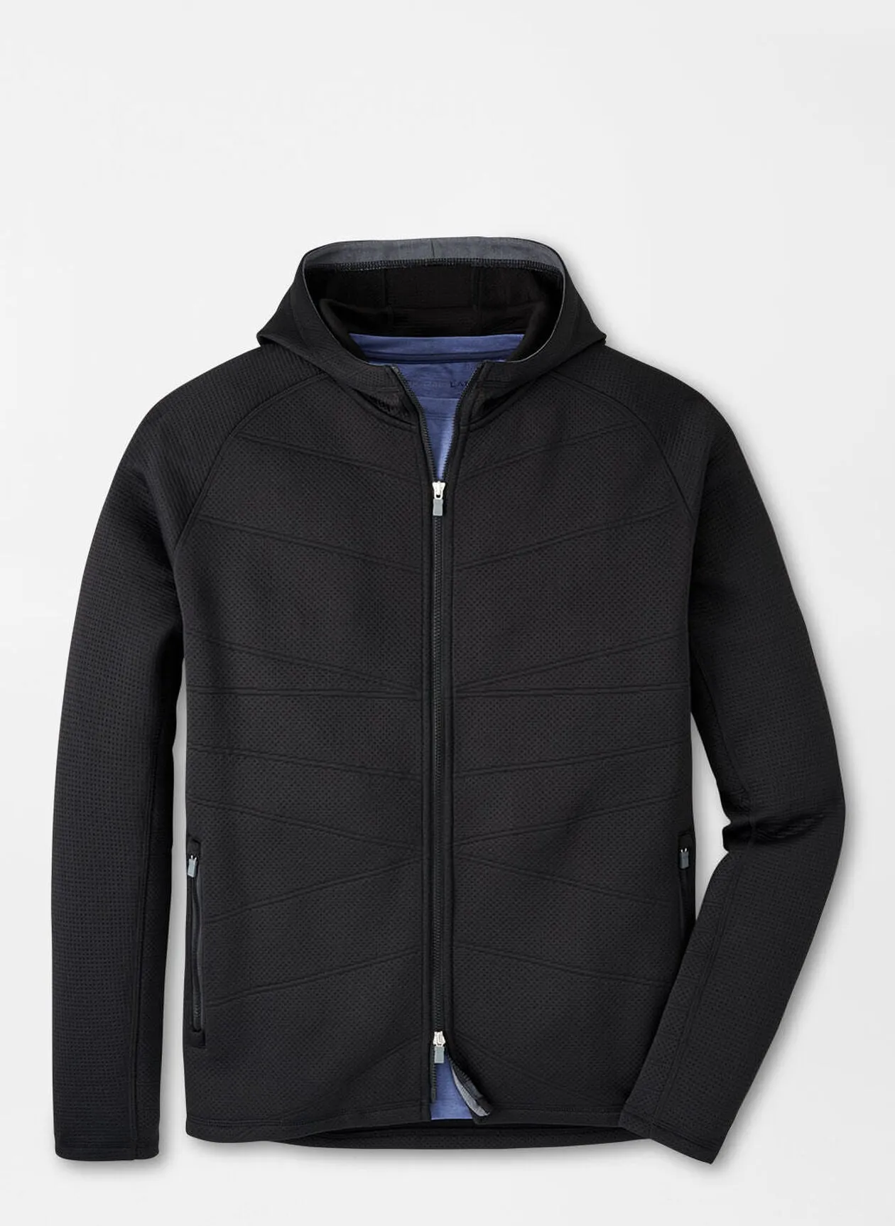 Peter Millar Mens Tailored Fit Orion Performance Quilted Hoodie - BLACK