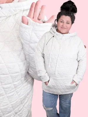 PHC- Quilted Asymmetrical Zip Hoodie in Oatmeal