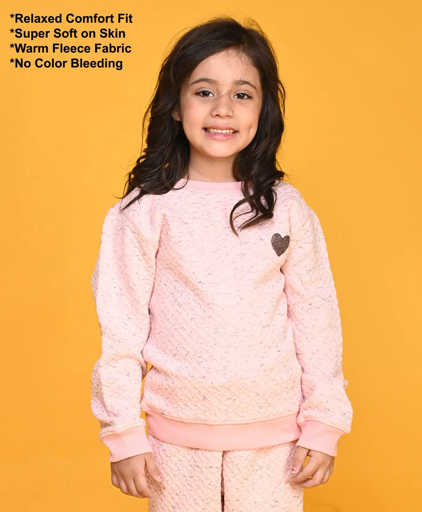 PINK QUILTED GIRLS SWEATSHIRT - NEON PINK