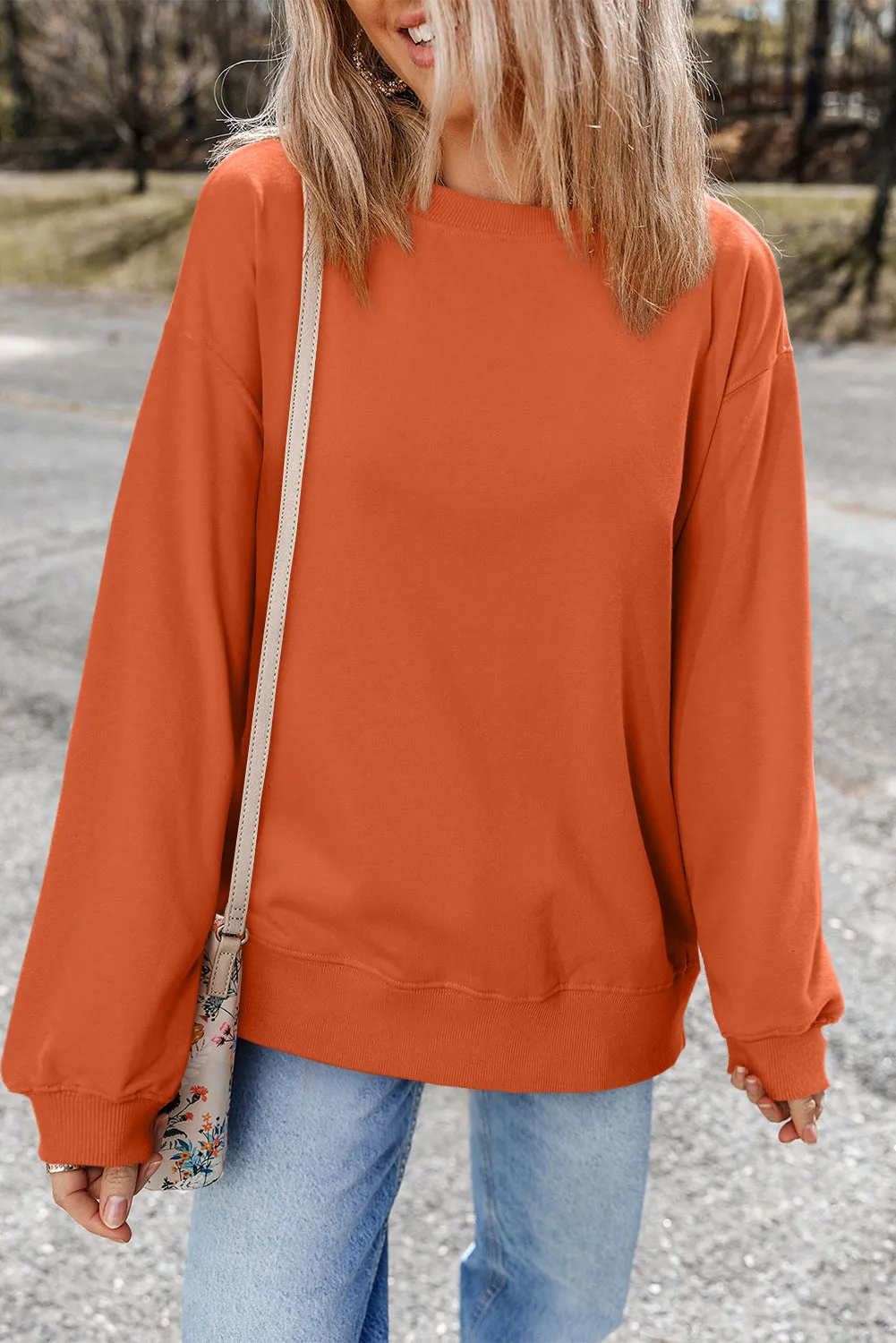Plain Crewneck Pullover Sweatshirt