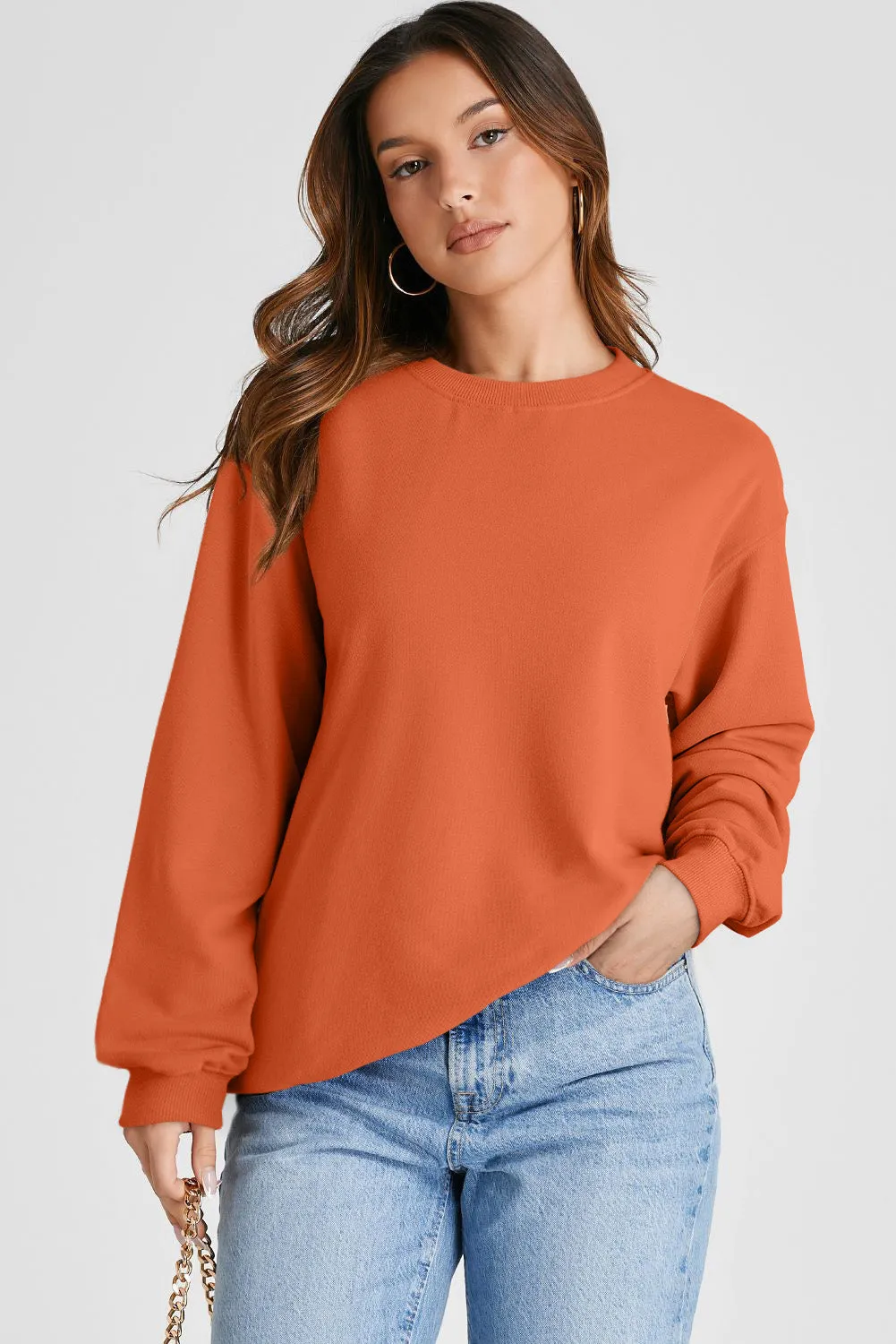 Plain Crewneck Pullover Sweatshirt