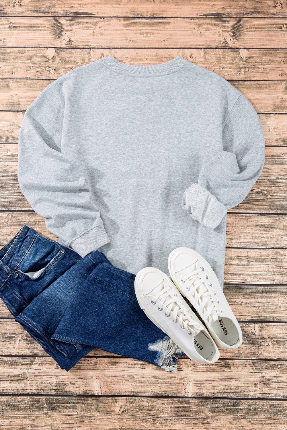Plain Drop Shoulder Pullover Sweatshirt