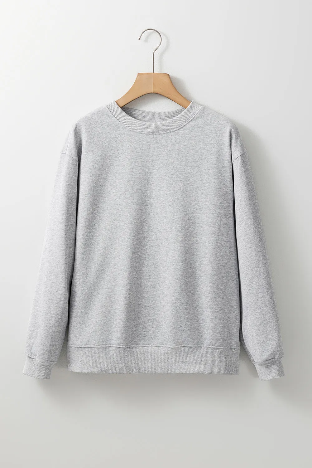 Plain Drop Shoulder Pullover Sweatshirt