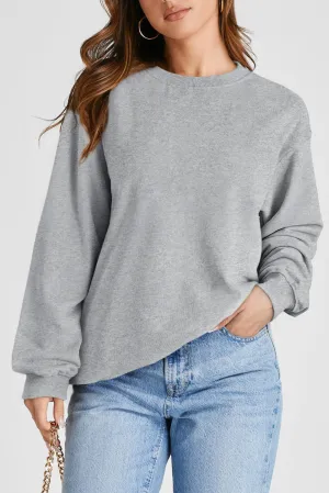 Plain Drop Shoulder Pullover Sweatshirt