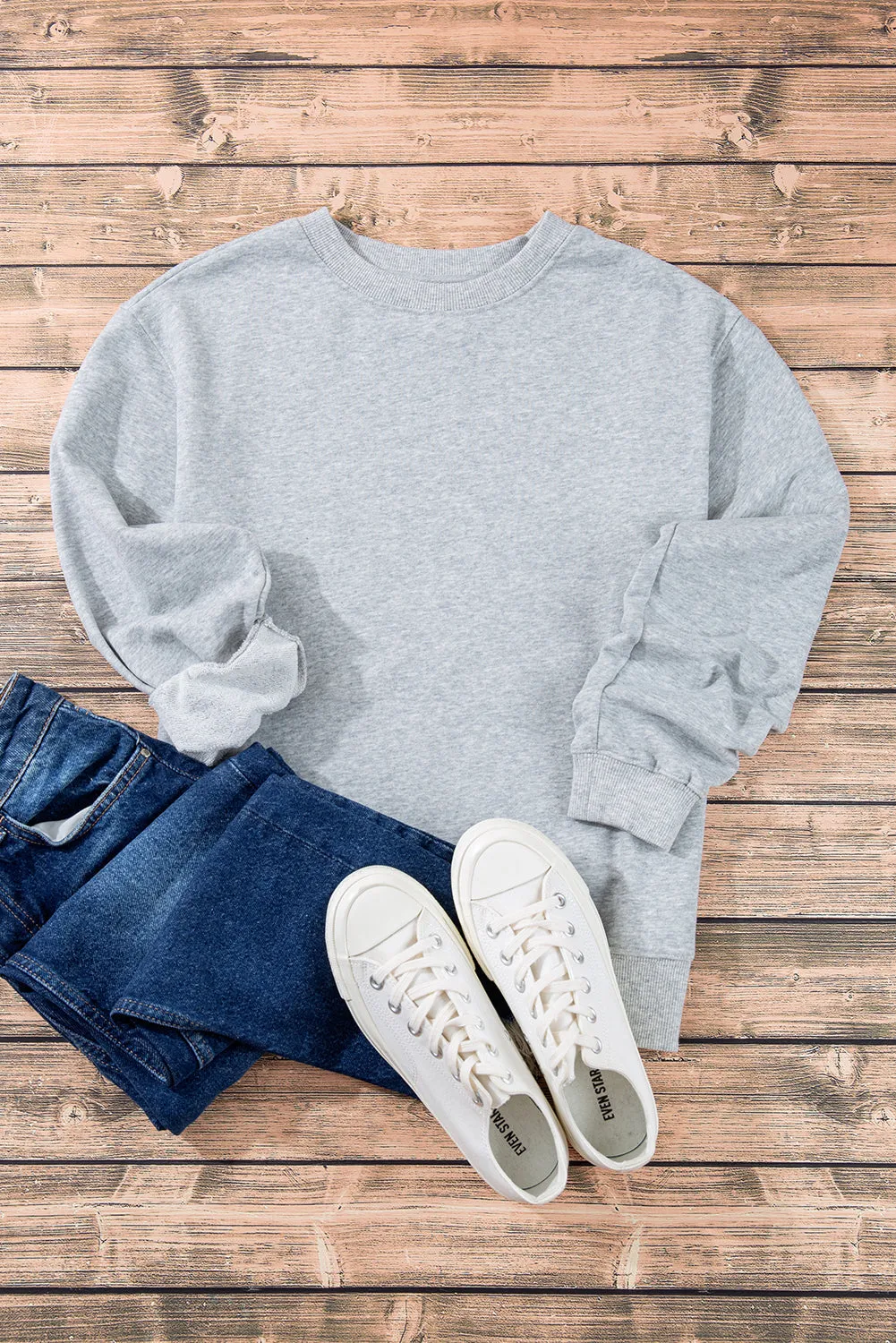 Plain Drop Shoulder Pullover Sweatshirt