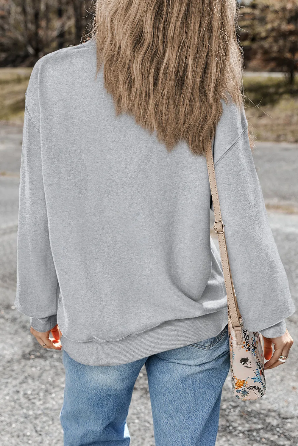 Plain Drop Shoulder Pullover Sweatshirt
