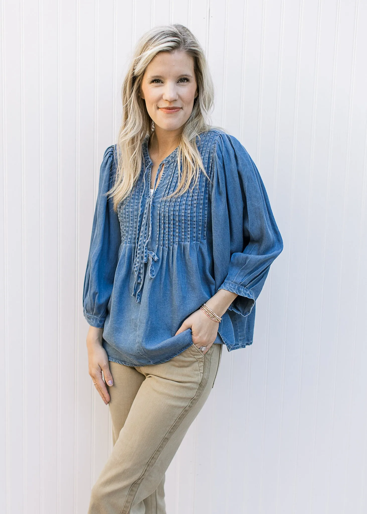 Pleats of Denim Top