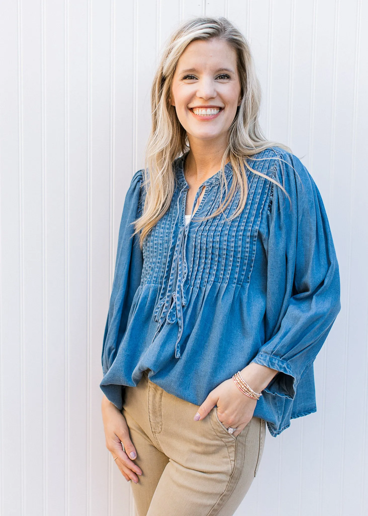 Pleats of Denim Top