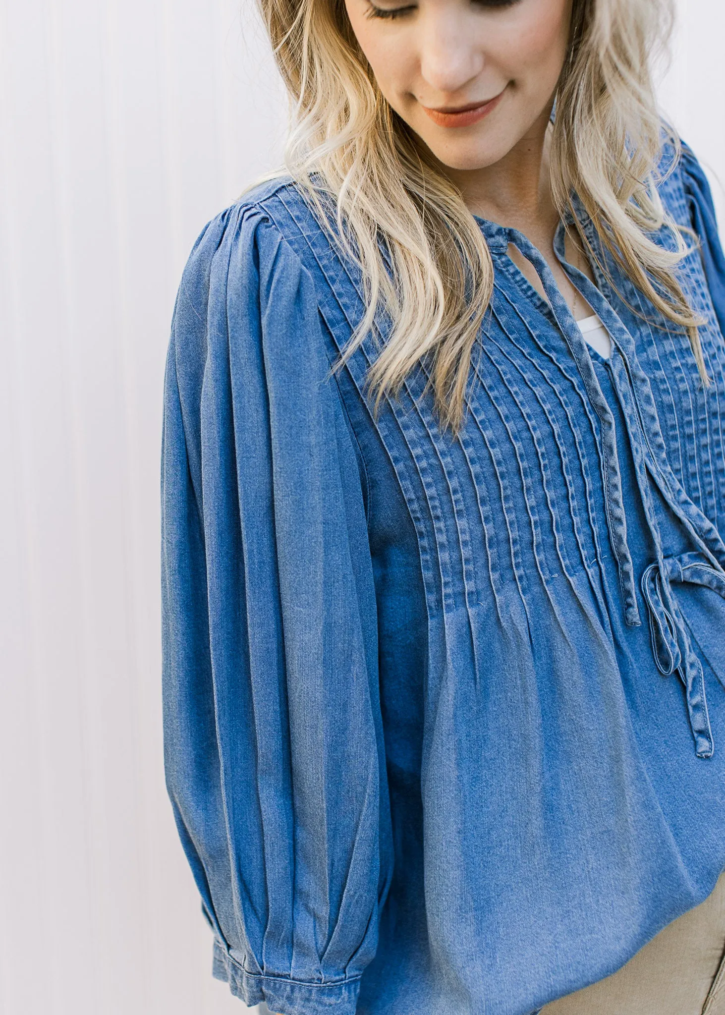 Pleats of Denim Top