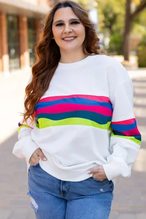 Plus Size Colorful Striped Sweatshirt