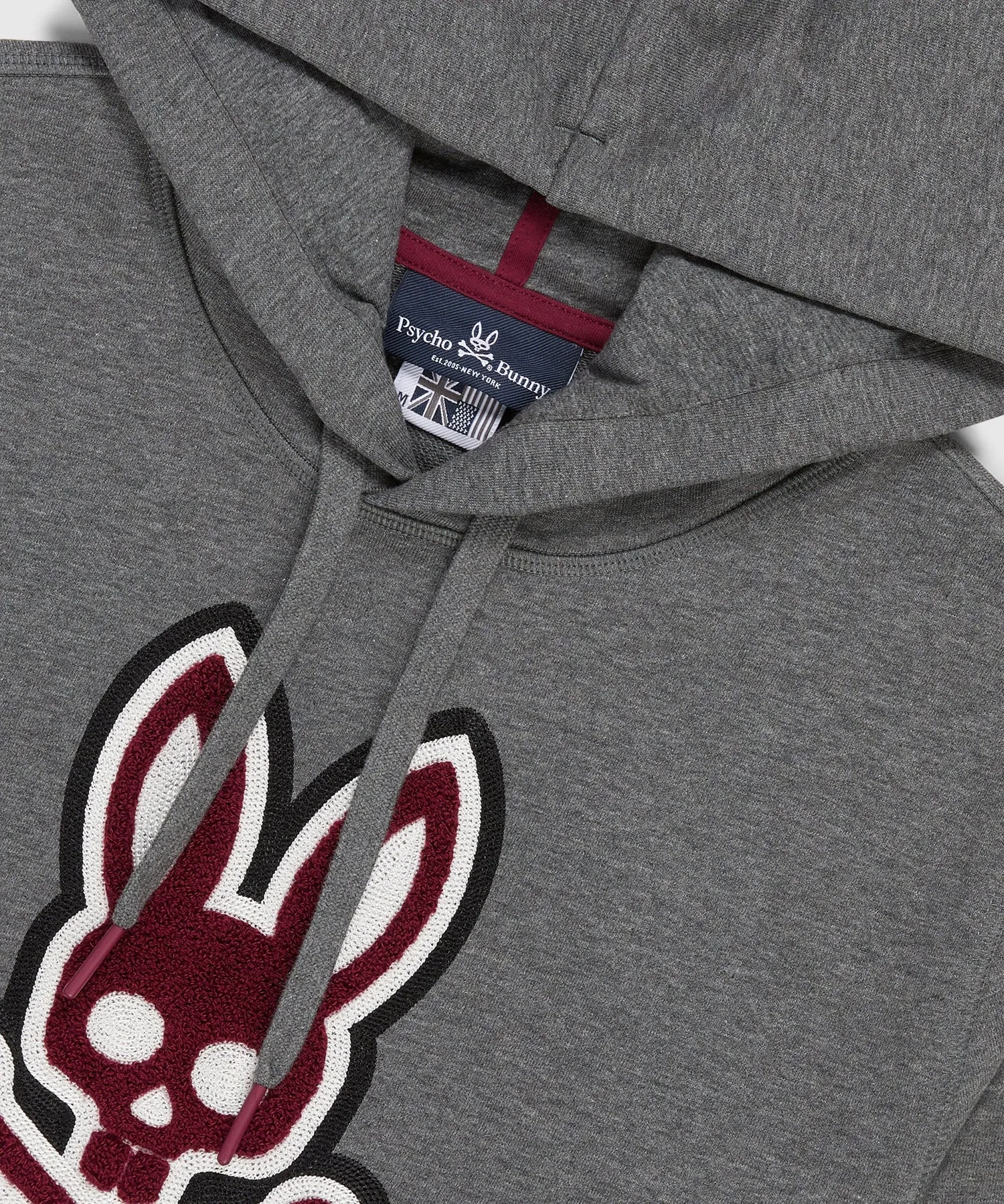 Psycho Bunny Patchin Chenille Bunny Logo Hoodie - Heather Storm