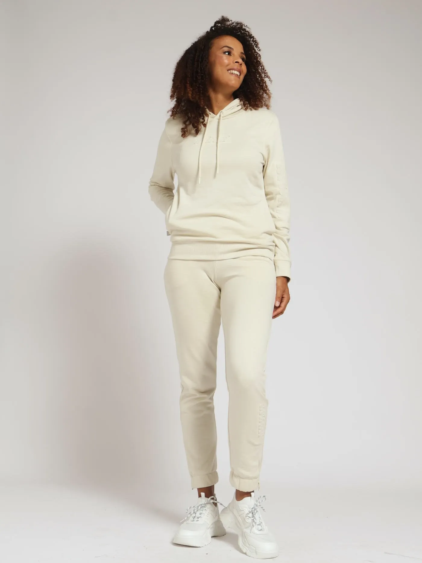Quilted Applique Hoody - Bone