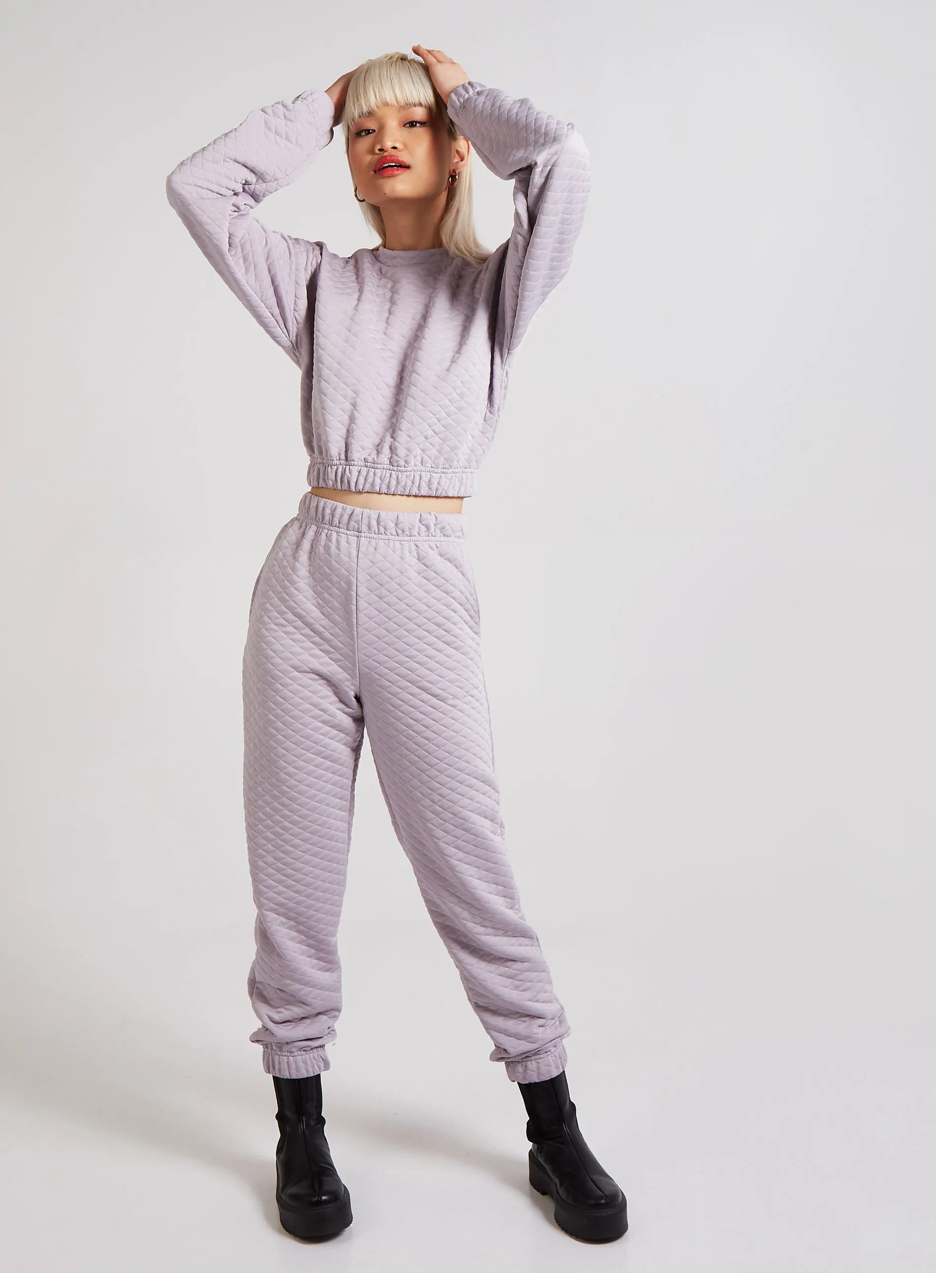 Quilted Cropped Sweatshirt