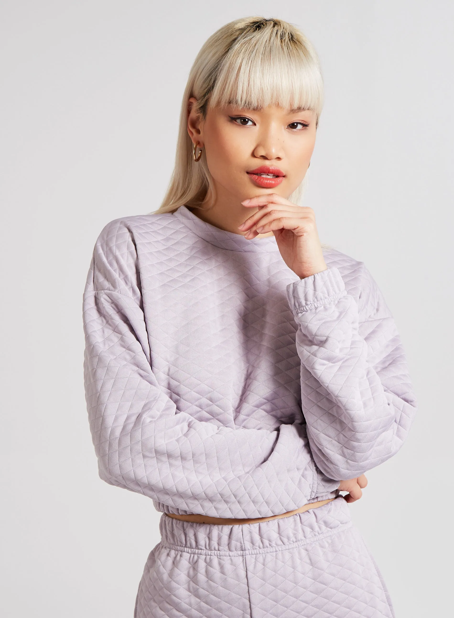 Quilted Cropped Sweatshirt