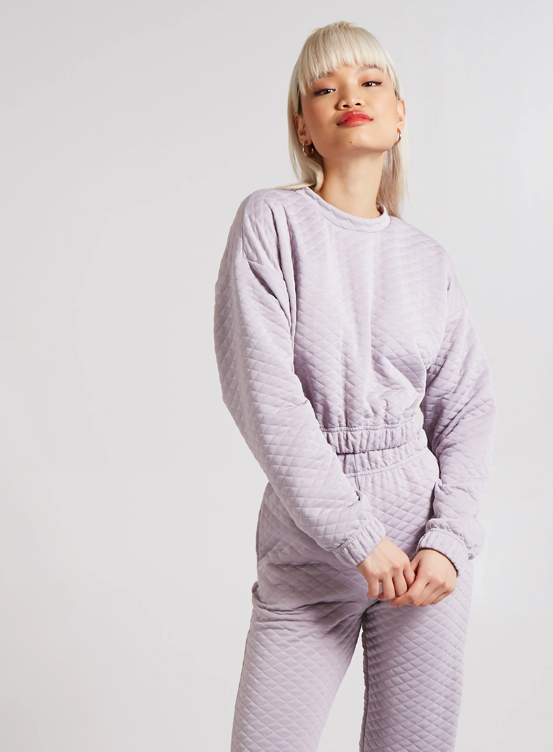 Quilted Cropped Sweatshirt