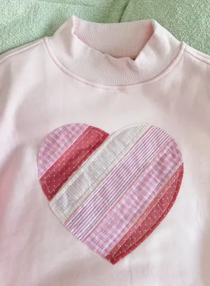 Quilted Pink Heart Mockneck