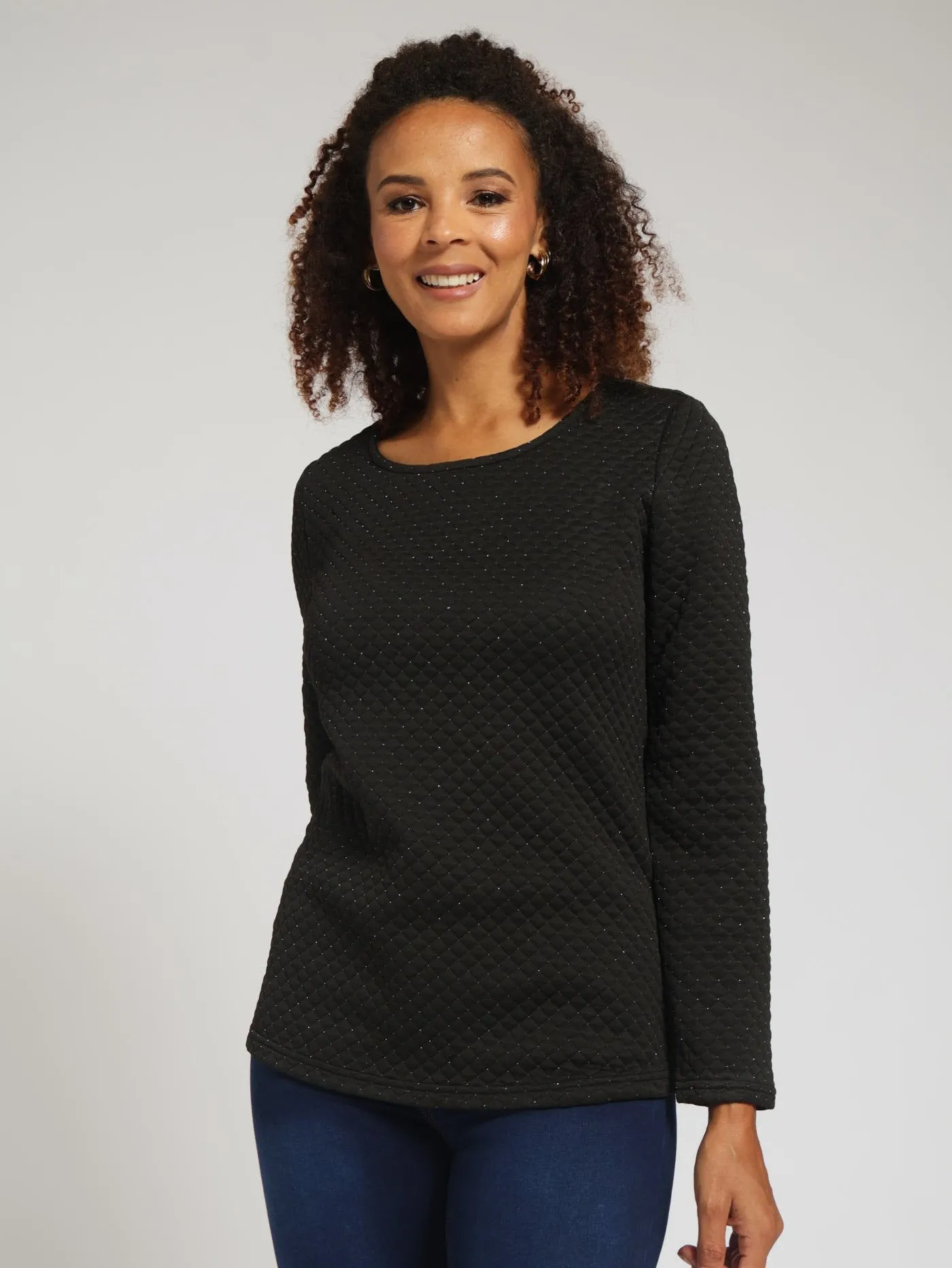 Quilted Pullover - Black