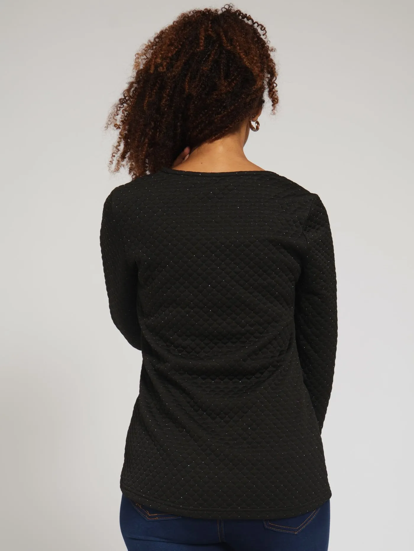 Quilted Pullover - Black