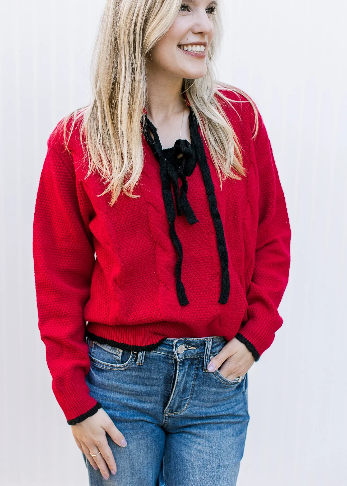 Red and Black Bowed Sweater B
