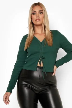 Rib Lace Up Top