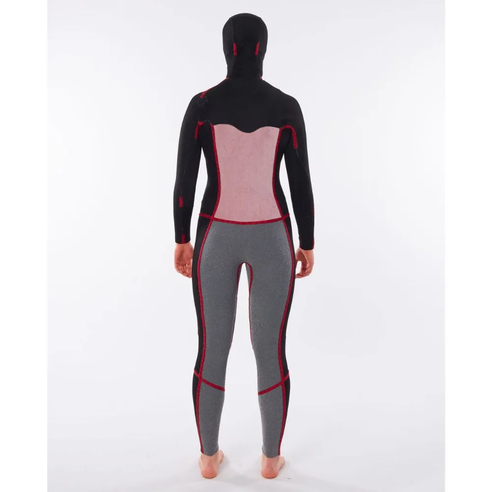 RIP CURL WMS DAWN PATROL 5/4 CHEST ZIP HOODED BLACK
