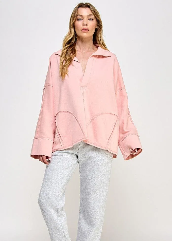 Roll With It Pullover | Pink