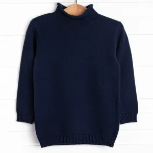 Rolled Neck Sweater, Navy