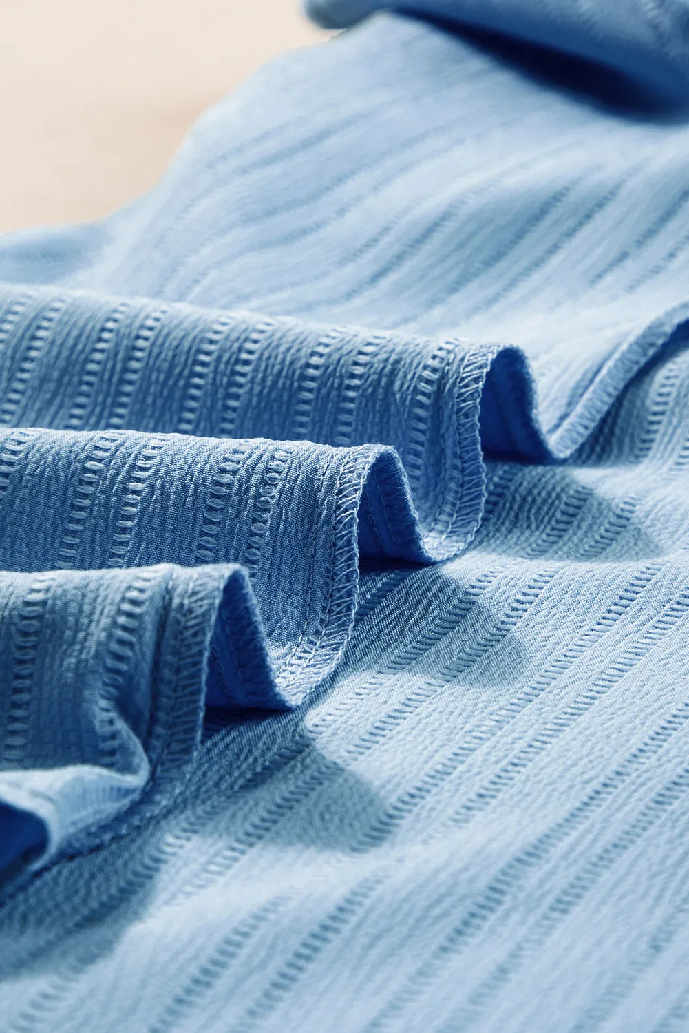 Ruffled V Neck Textured Top
