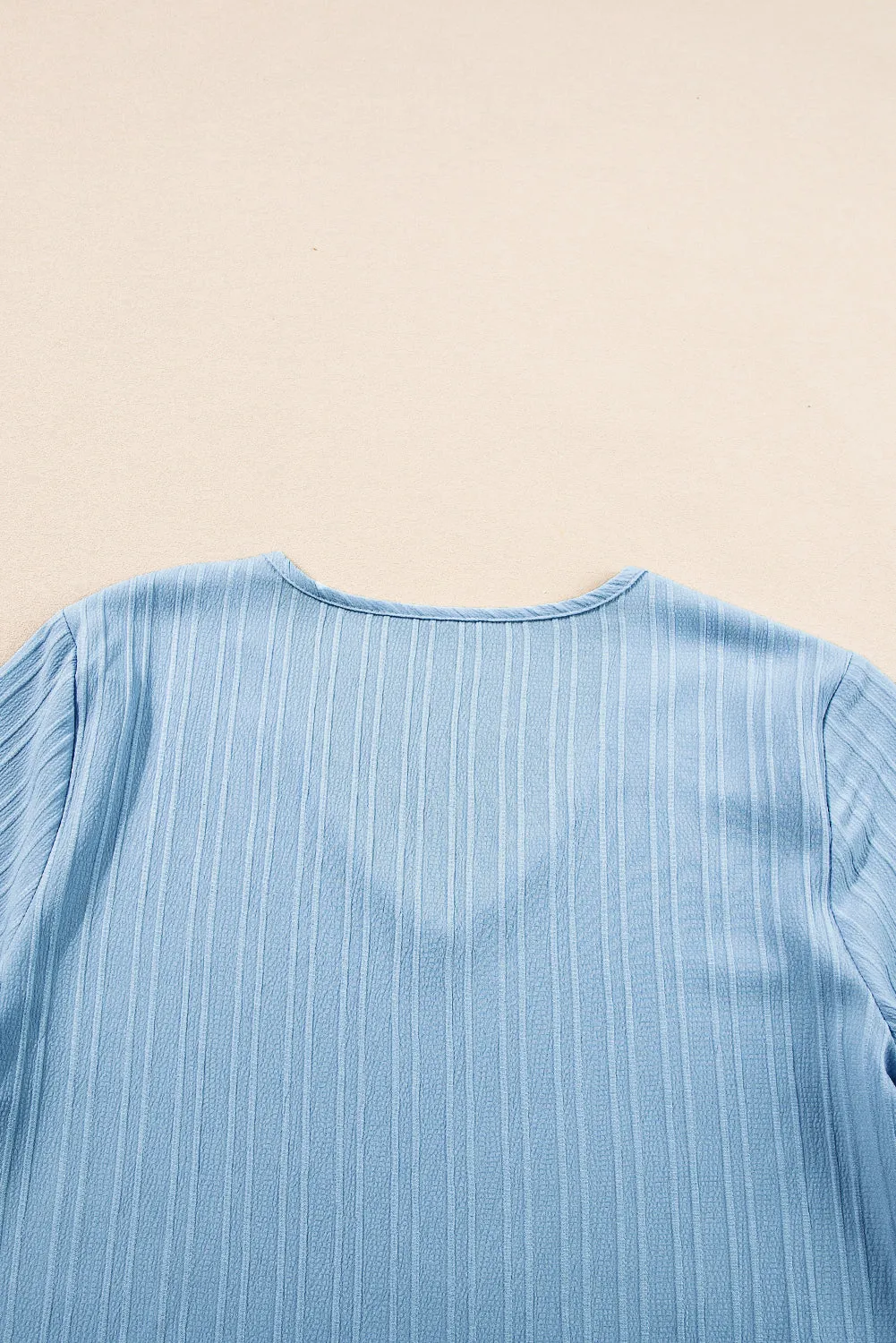 Ruffled V Neck Textured Top