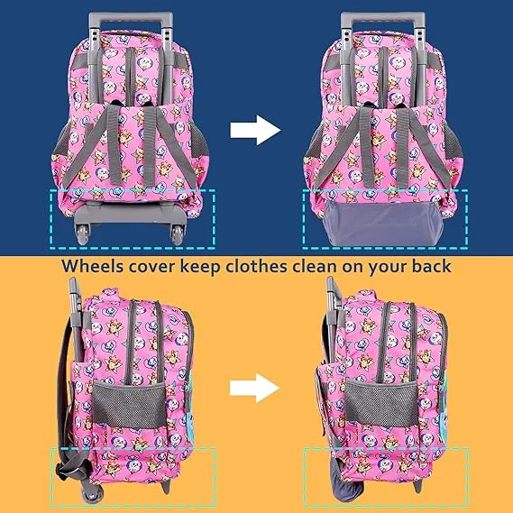 Seastig Pink Best Friend Double Handle Rolling Backpack
