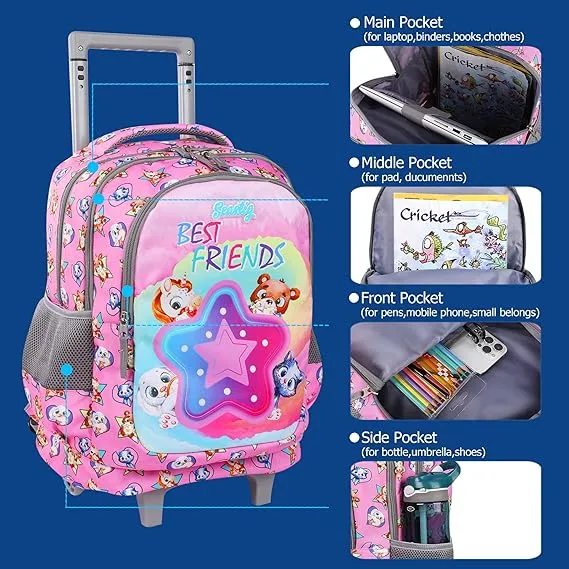 Seastig Pink Best Friend Double Handle Rolling Backpack