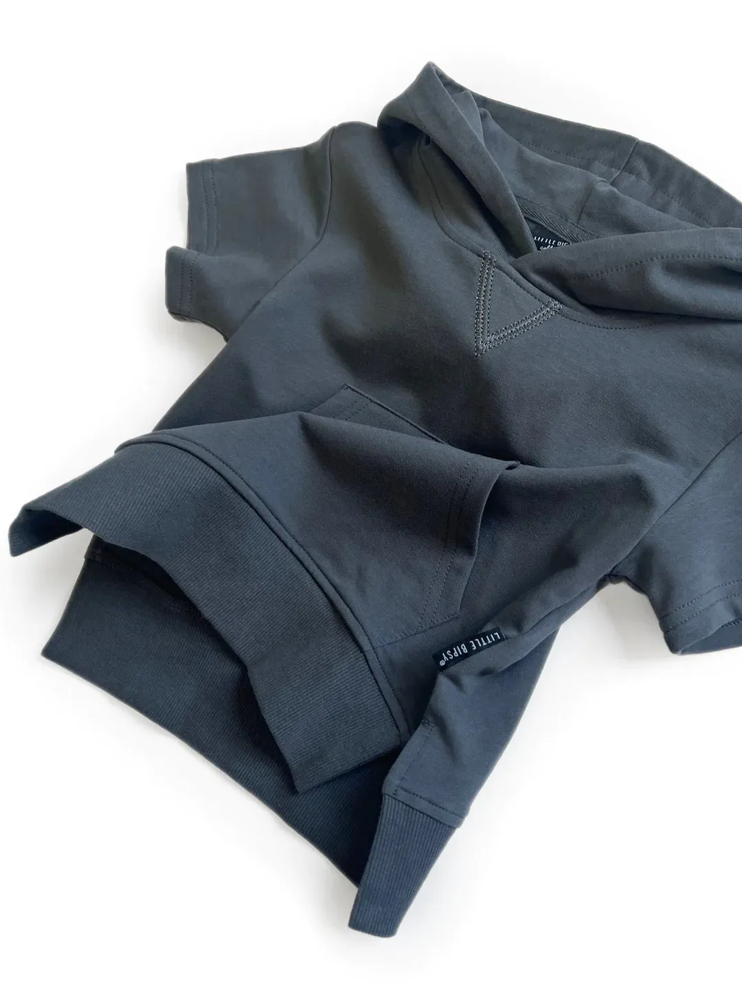 SHORT SLEEVE HOODIE - PEWTER