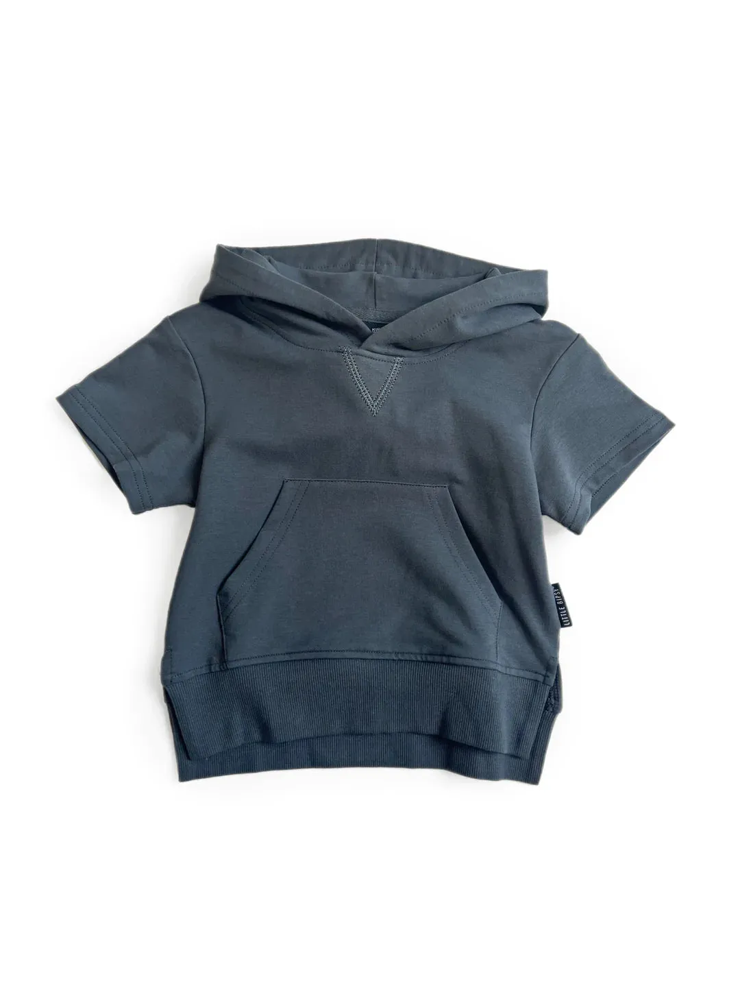 SHORT SLEEVE HOODIE - PEWTER
