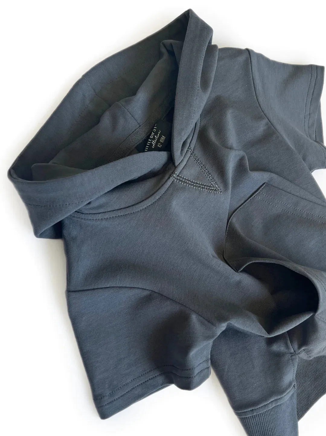 SHORT SLEEVE HOODIE - PEWTER
