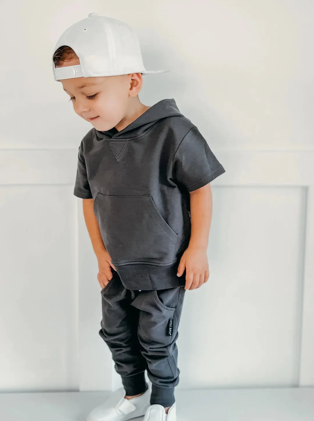 SHORT SLEEVE HOODIE - PEWTER