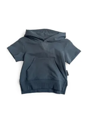 SHORT SLEEVE HOODIE - PEWTER