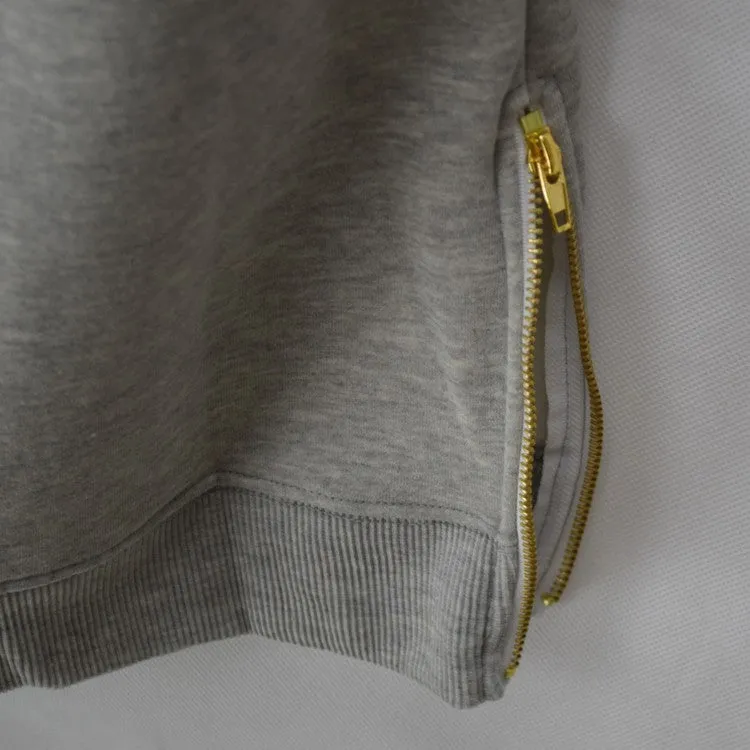 SIDE ZIPPER LONG SWEATSHIRT