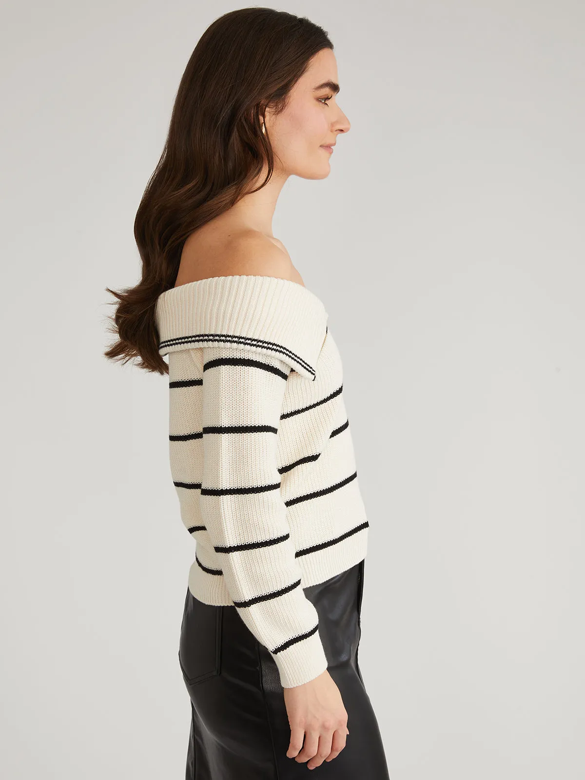 Sierra: Stripe Off Shoulder Pullover