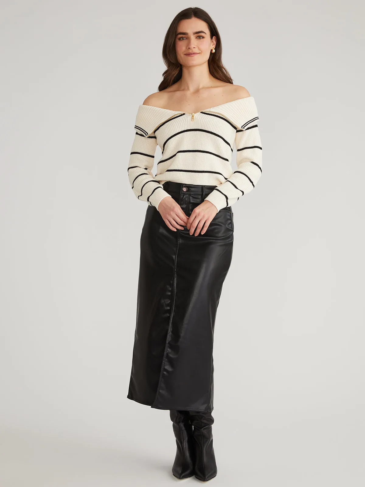 Sierra: Stripe Off Shoulder Pullover