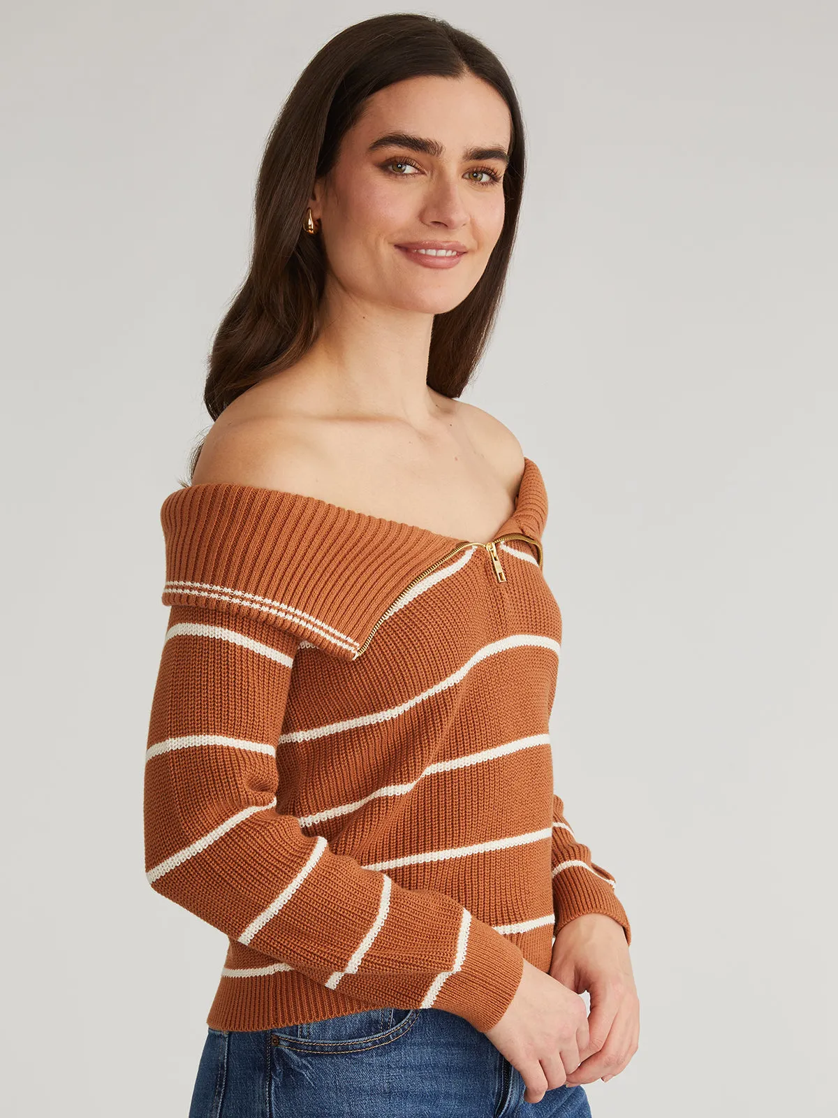 Sierra: Stripe Off Shoulder Pullover