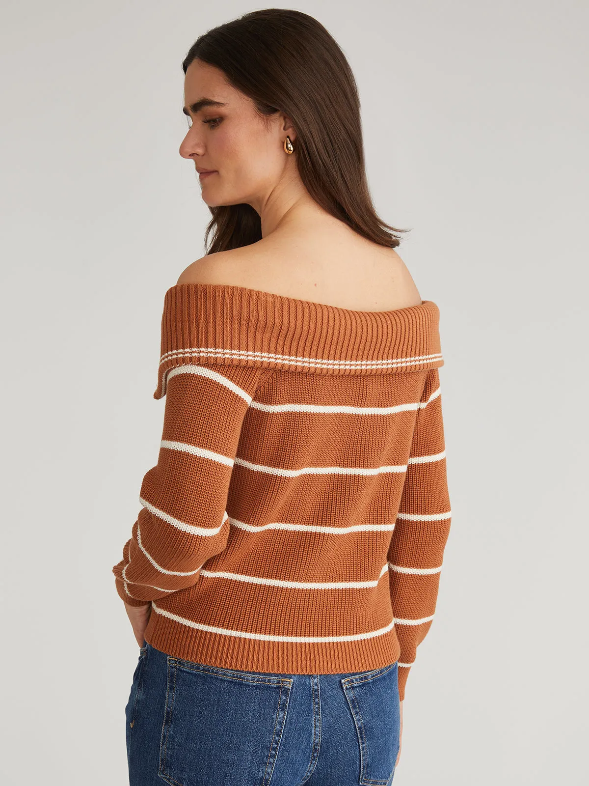 Sierra: Stripe Off Shoulder Pullover