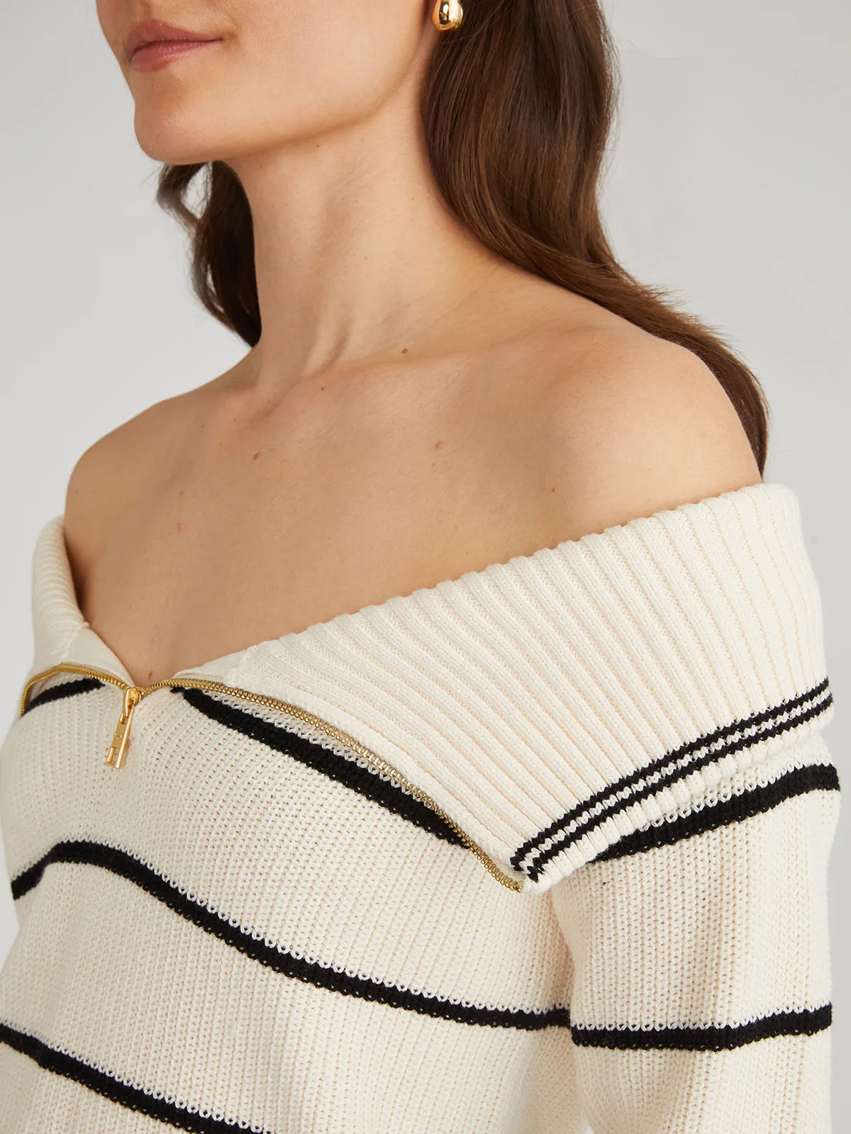 Sierra: Stripe Off Shoulder Pullover