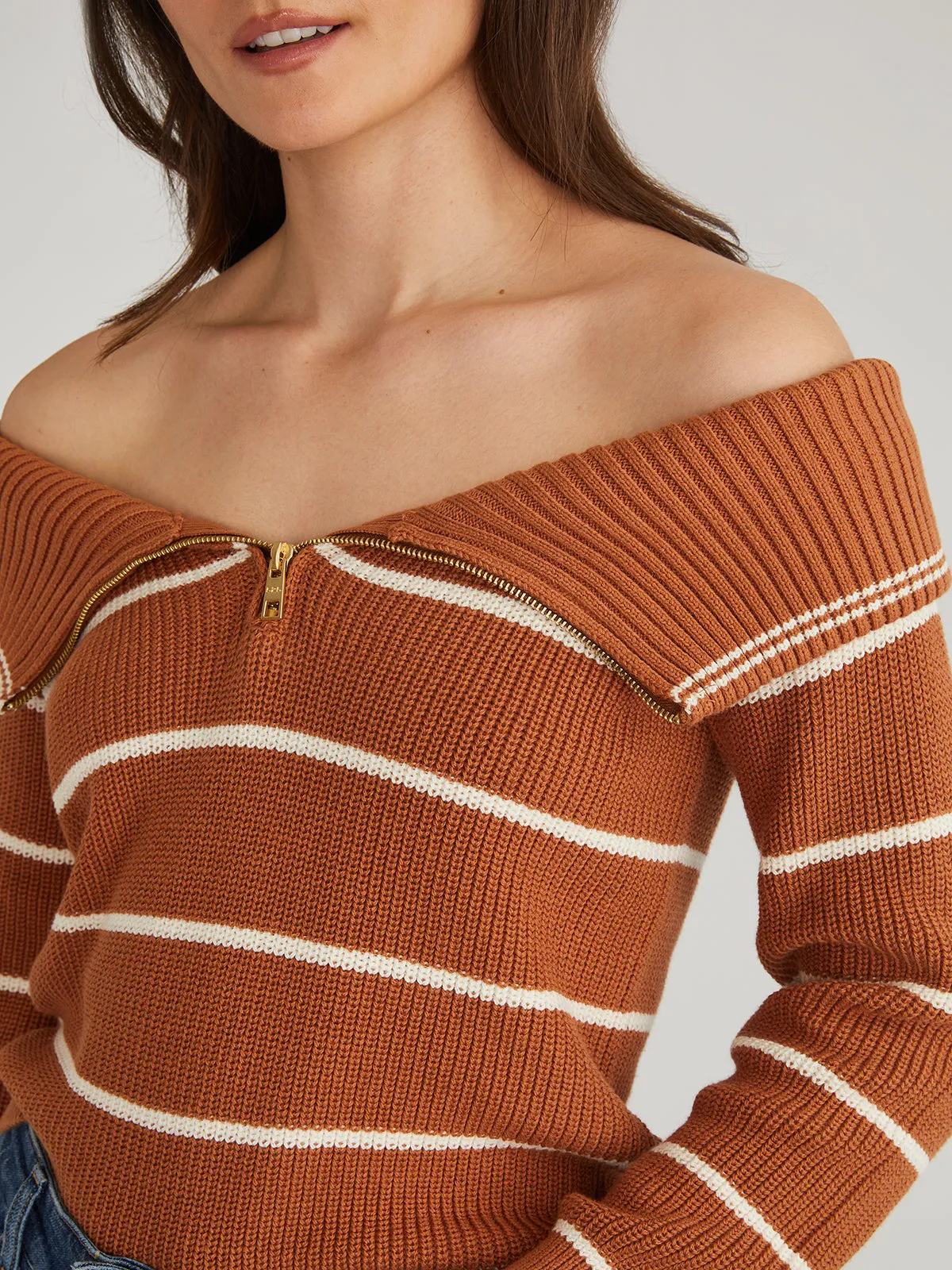 Sierra: Stripe Off Shoulder Pullover