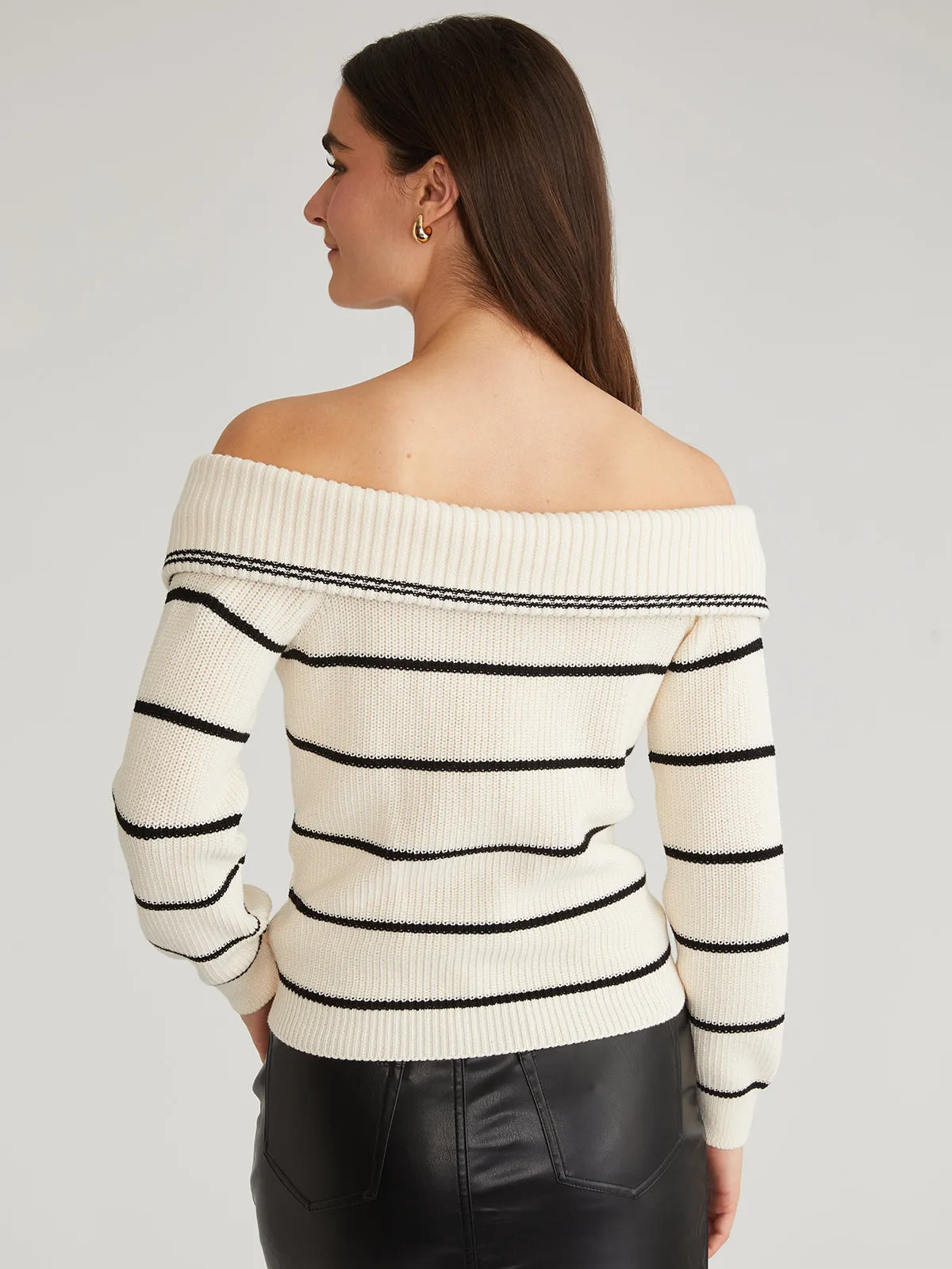 Sierra: Stripe Off Shoulder Pullover