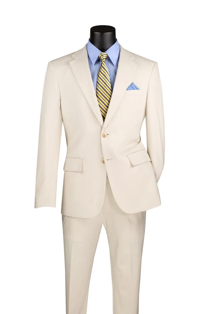 Slim Fit 2 Piece Suit Stretch Fabric Suit with Adjustable Waistband Bone SDX-3