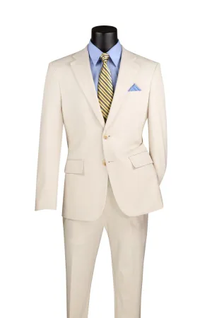 Slim Fit 2 Piece Suit Stretch Fabric Suit with Adjustable Waistband Bone SDX-3